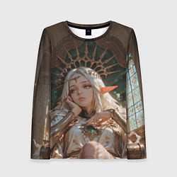 Женский лонгслив Беловолосая королева эльфов на троне