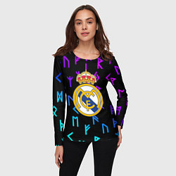 Лонгслив женский Реал Мадрид неоновые символы, цвет: 3D-принт — фото 2