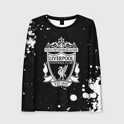 Лонгслив женский Liverpool белые текстура краски, цвет: 3D-принт