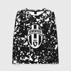 Женский лонгслив Ювентус белые краски текстура