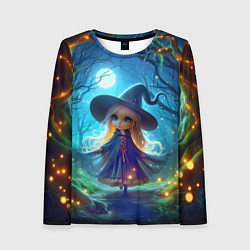 Лонгслив женский Ведьмочка-малютка в ночь на хэллоуин, цвет: 3D-принт