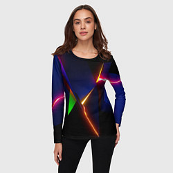 Лонгслив женский Neon colored geometric, цвет: 3D-принт — фото 2