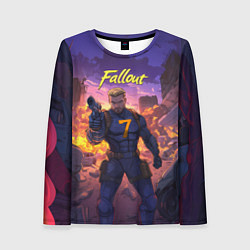 Лонгслив женский Fallout седьмой на фоне взрывов, цвет: 3D-принт