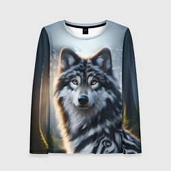 Лонгслив женский Морда волка - Россия, цвет: 3D-принт