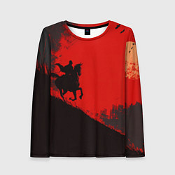 Лонгслив женский Лошадь скачет на красном фоне, цвет: 3D-принт