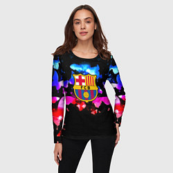 Лонгслив женский Барселона неоновые бабочки, цвет: 3D-принт — фото 2