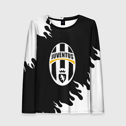 Женский лонгслив Juventus белый огонь текстура