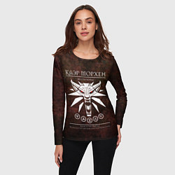 Лонгслив женский Школа волка Каэр Морхен на темном фоне, цвет: 3D-принт — фото 2