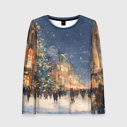Женский лонгслив Новый год в Москве новогодняя елка