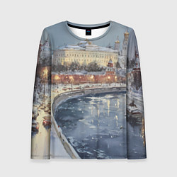 Лонгслив женский Новогодние праздники в Москве, цвет: 3D-принт