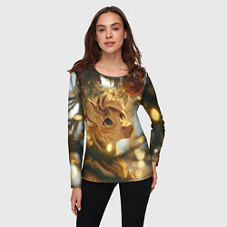Лонгслив женский Лошадка любуется елочным шаром, цвет: 3D-принт — фото 2