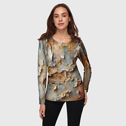 Лонгслив женский Старая штукатурка на стене - абстракция, цвет: 3D-принт — фото 2