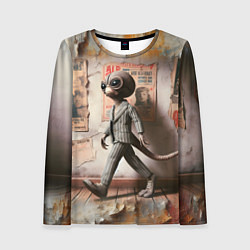 Лонгслив женский Пришелец в костюме в полосочку, цвет: 3D-принт