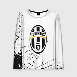 Женский лонгслив Ювентус черные краски всплеск