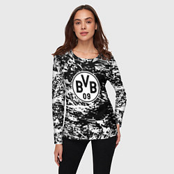 Лонгслив женский Боруссиа белые краски, цвет: 3D-принт — фото 2