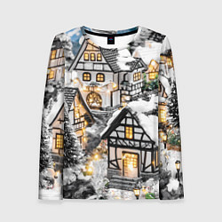 Женский лонгслив Объемные новогодние дома