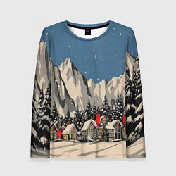 Женский лонгслив Небольшой новогодний город в горах