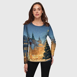 Лонгслив женский Новый год в старом городе, цвет: 3D-принт — фото 2