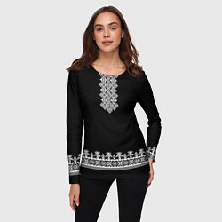 Лонгслив женский Славянская вышиванка рубаха, цвет: 3D-принт — фото 2