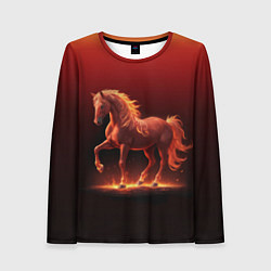Лонгслив женский Узор с конем огнем, цвет: 3D-принт