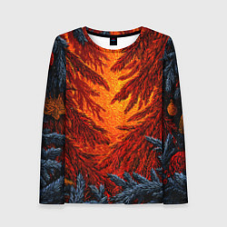 Женский лонгслив Новогодние ветки елок