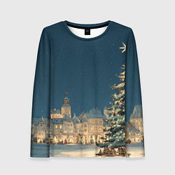 Лонгслив женский Новогодняя атмосфера в городе, цвет: 3D-принт