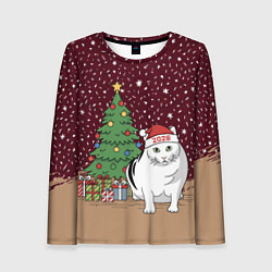 Лонгслив женский Кот Бендер и ёлка, цвет: 3D-принт