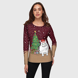 Лонгслив женский Кот Бендер и ёлка, цвет: 3D-принт — фото 2