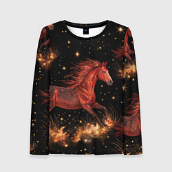 Лонгслив женский Огненные лошади - паттерн, цвет: 3D-принт