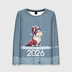 Лонгслив женский 2026 Новогодняя карикатурная лошадка, цвет: 3D-принт