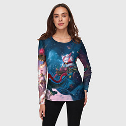 Лонгслив женский Санта с динозавром, цвет: 3D-принт — фото 2