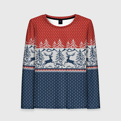 Женский лонгслив Вязаный узор с оленями