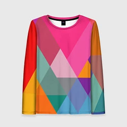 Лонгслив женский Разноцветные полигоны, цвет: 3D-принт