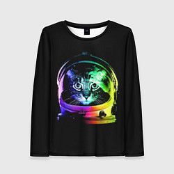 Лонгслив женский Кот космонавт, цвет: 3D-принт