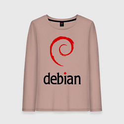Лонгслив хлопковый женский Debian, цвет: пыльно-розовый