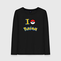 Лонгслив хлопковый женский Покемон I love pokemon, цвет: черный