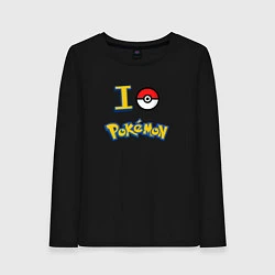 Лонгслив хлопковый женский Покемон I love pokemon, цвет: черный