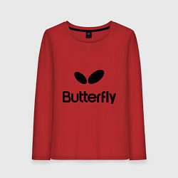 Лонгслив хлопковый женский Butterfly Logo, цвет: красный