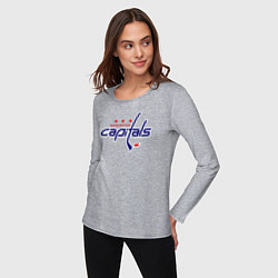 Лонгслив хлопковый женский Washington Capitals, цвет: меланж — фото 2