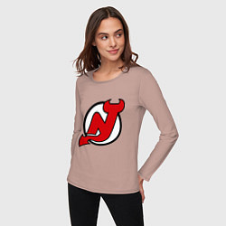 Лонгслив хлопковый женский New Jersey Devils, цвет: пыльно-розовый — фото 2