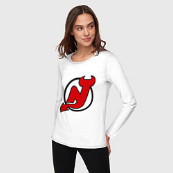 Лонгслив хлопковый женский New Jersey Devils, цвет: белый — фото 2