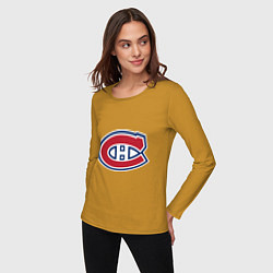 Лонгслив хлопковый женский Montreal Canadiens, цвет: горчичный — фото 2