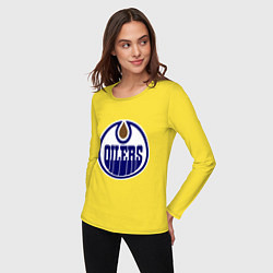 Лонгслив хлопковый женский Edmonton Oilers, цвет: желтый — фото 2