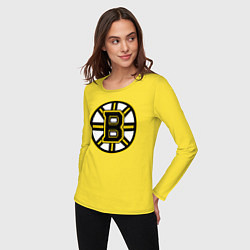 Лонгслив хлопковый женский Boston Bruins, цвет: желтый — фото 2