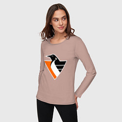 Лонгслив хлопковый женский Pittsburgh Penguins, цвет: пыльно-розовый — фото 2