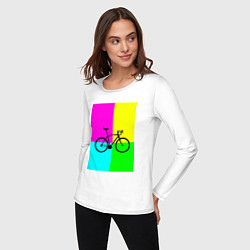 Лонгслив хлопковый женский Велосипед фикс, цвет: белый — фото 2