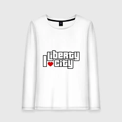 Лонгслив хлопковый женский I love Liberty city, цвет: белый