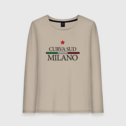 Лонгслив хлопковый женский Curva Sud: Milano FC, цвет: миндальный