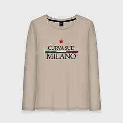 Лонгслив хлопковый женский Curva Sud: Milano FC, цвет: миндальный