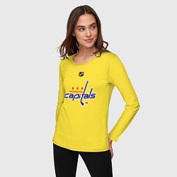 Лонгслив хлопковый женский Washington Capitals: Ovechkin 8, цвет: желтый — фото 2